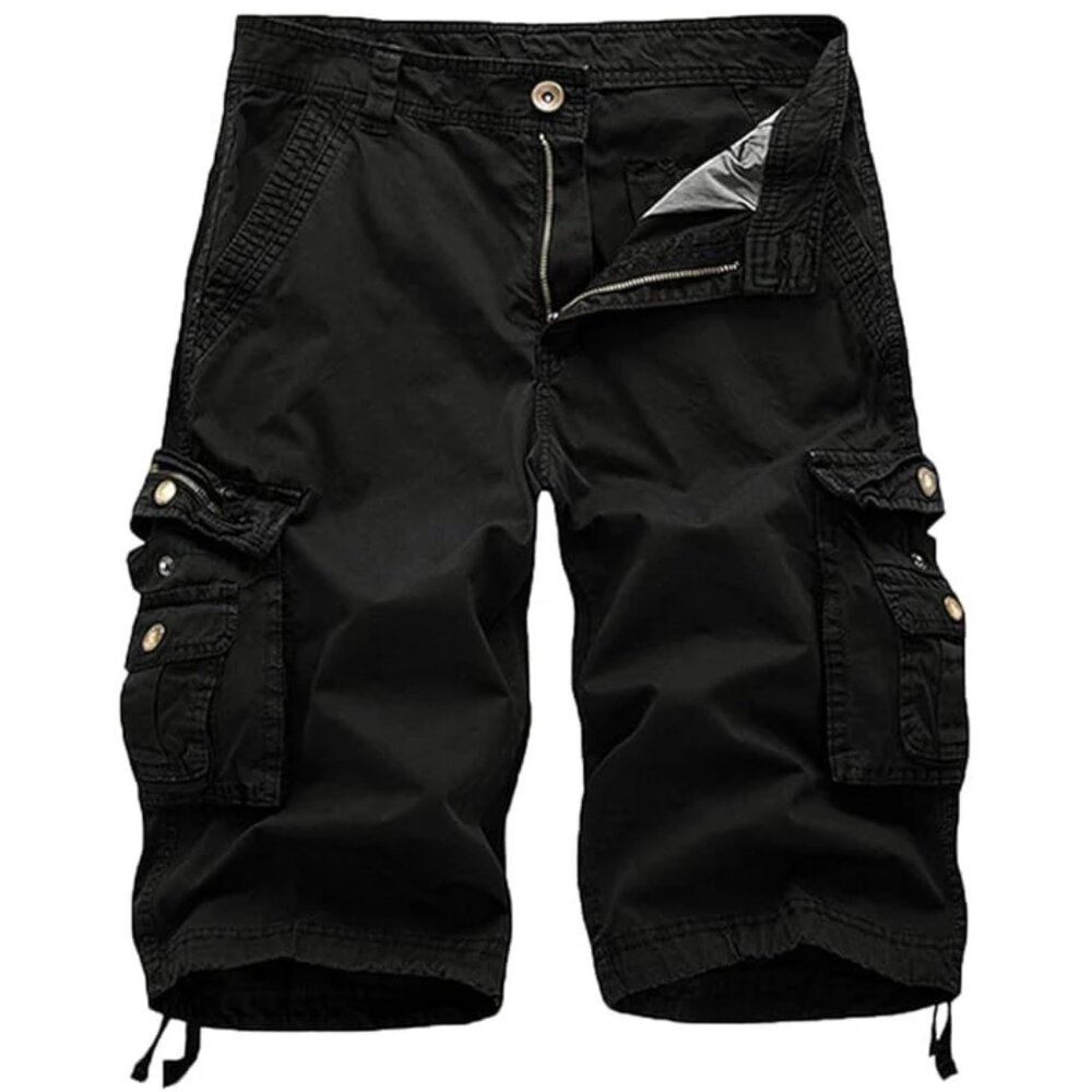 Women's Cotton Loose Fit Zipper Multi-Pockets  Drawstring Women Cargo Shorts
